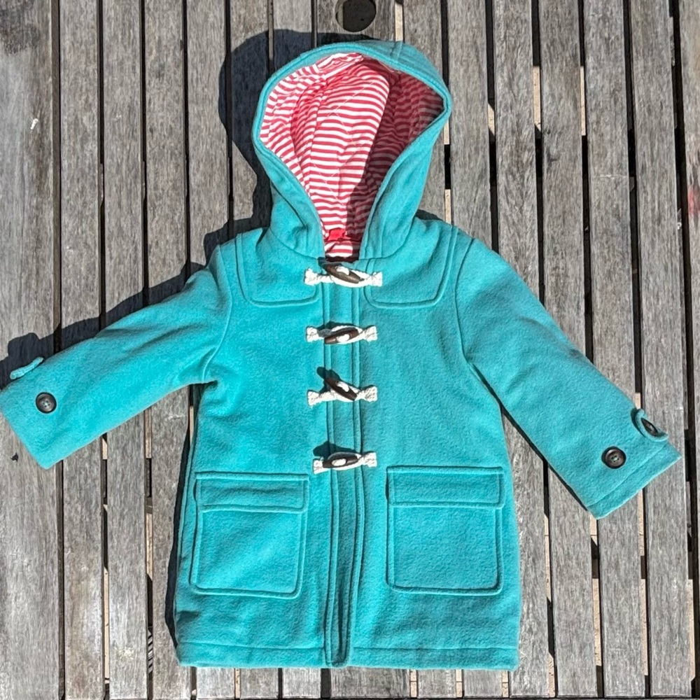 2-3 (98cm) Mini Boden Turquoise Wool Duffle Coat Toggle buttons Duffel